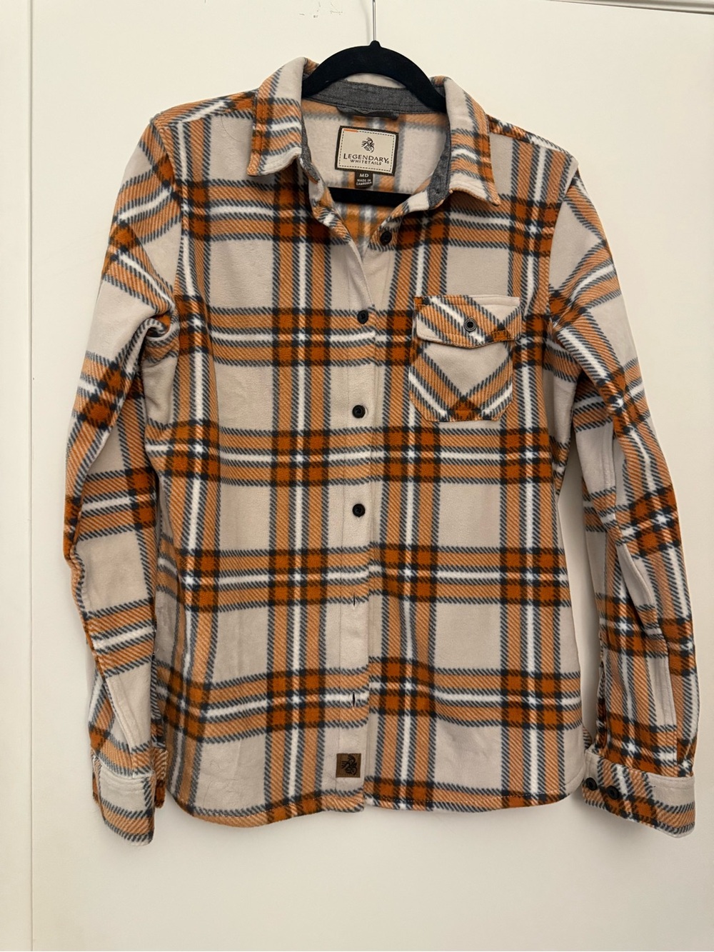 Legendary Whitetails Tan and Orange Plaid Button-Up Jacket